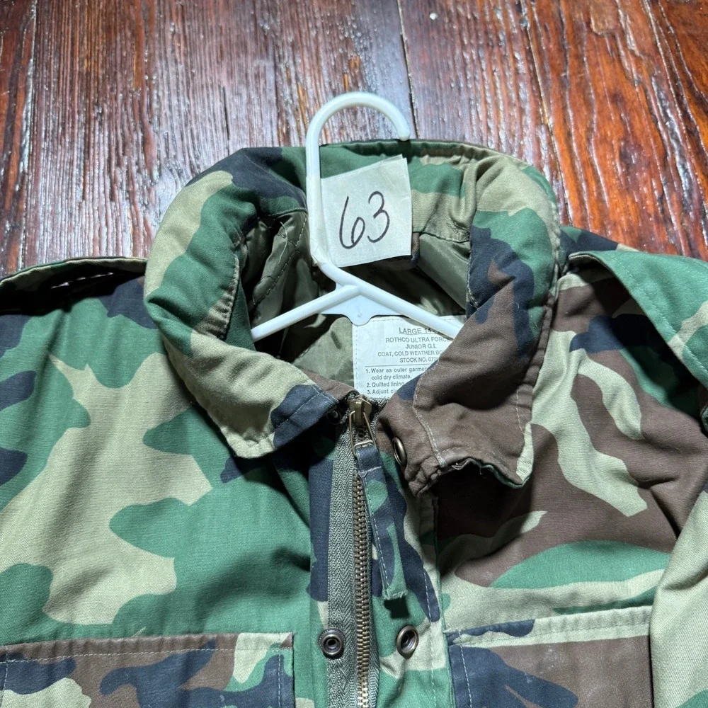 VTG‎ Military Jacket Boys Large 14-16 Field Cold Weather Coat Camo Lined Army